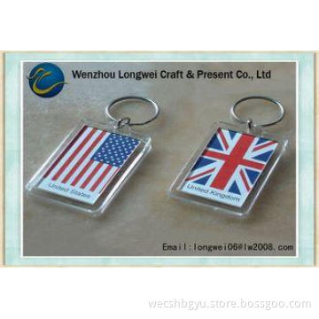 Offset printing Gift rectangle acrylic keychain solid for p